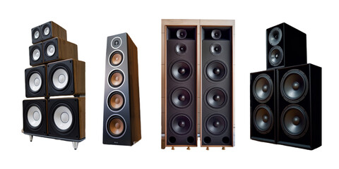 Modern High-Performance Speaker Systems in Various Designs for Premium Audio Experience