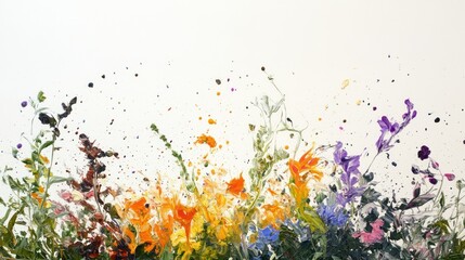 Fototapeta premium Abstract oil painting depicting wildflowers in a field
