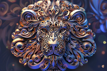 Astrological composition with concept of Leo zodiac sign symbol