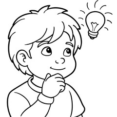 boy kid thinking of an idea