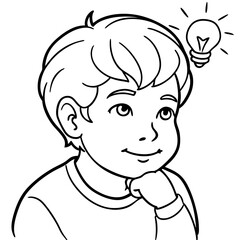 boy kid thinking of an idea