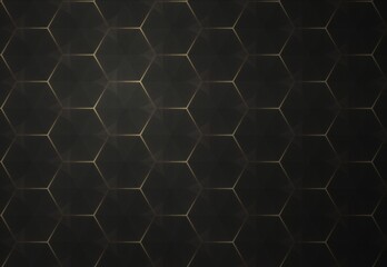 not created by AI, black background with golden line hexagon gradient repeat pattern illustration