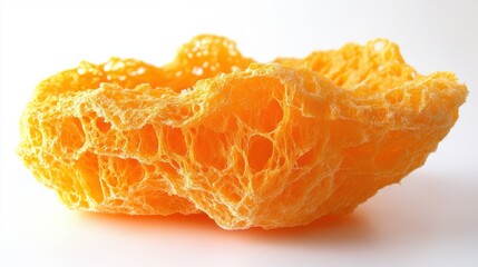 A loofah sponge in bright orange, isolated on a white background