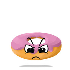 angry donut mascot character. cute, funny and playful concept. fast food, education, and healthy themes