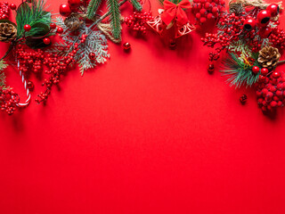 Christmas and new year background concept. Top view of Christmas decoratio.