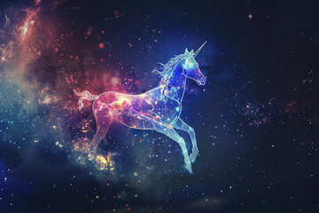 Fototapeta premium Astrological composition with concept of Horse zodiac sign symbol