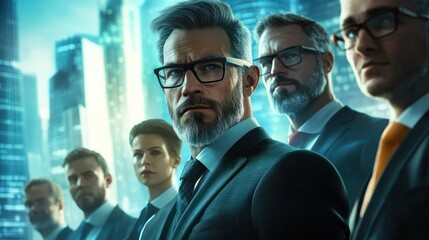 Fototapeta premium business men and women, financial firms staff, human resources , enterprise resource planning ERP and digital technology