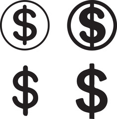 silhouette of clean vector money isolated on white background	