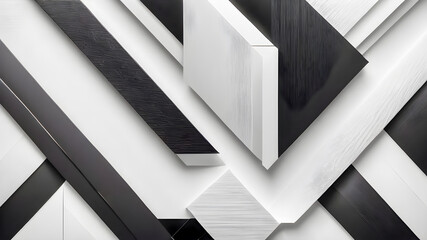 Abstract geometric background of black and white stripes. 3d render illustration