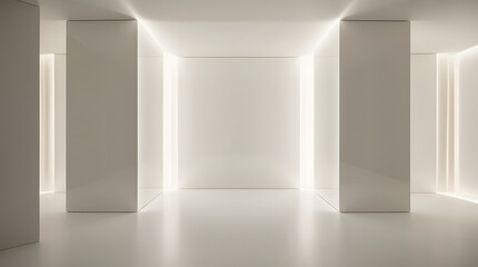 An empty white room with a window, showcasing minimalist design and open space	