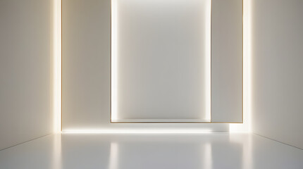 An empty white room with a window, showcasing minimalist design and open space	