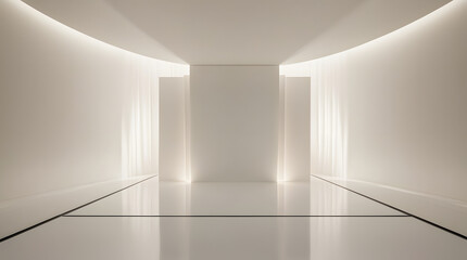 An empty white room with a window, showcasing minimalist design and open space	