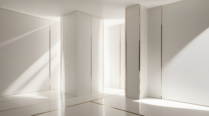 An empty white room with a window, showcasing minimalist design and open space	