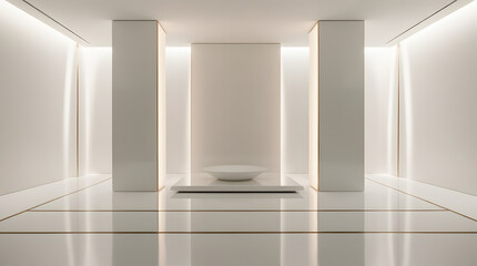 An empty white room with a window, showcasing minimalist design and open space	