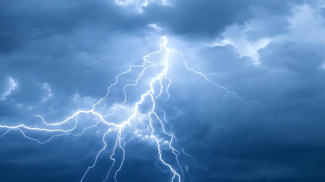 Realistic 4K-UHD Lightning Strike Animation Pack - Dramatic Blue Storm Background