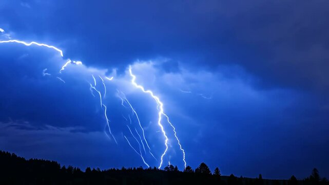 Blue Lightning Strikes: The Power of Thunderstorms and Electric Energy in the Night Sky