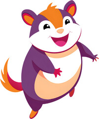Naklejka premium Whimsical and Cheerful Cartoon Rodent in Action. 