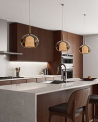 Explore a modern kitchen with elegant lighting and a stylish, captivating design
