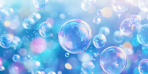 Underwater Air Bubbles in Clear Blue Water
