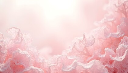 A delicate layer of soft pink lace fabric glows subtly under warm, natural light