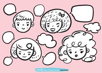 cute doodle cartoon face vector people,Faces of children,Cute cartoon boys and girls
