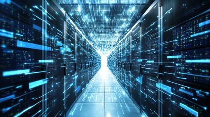 Fototapeta premium Server Room with Data Flow