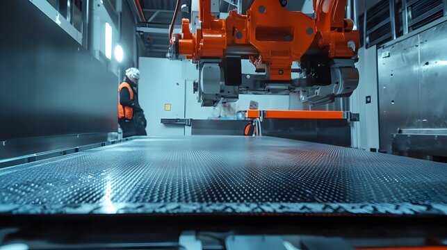 Close up View of Carbon Fiber Sheets Being Pressed and Cured in an Industrial Autoclave to Produce High Strength Composite Materials for Engineering and Manufacturing Applications