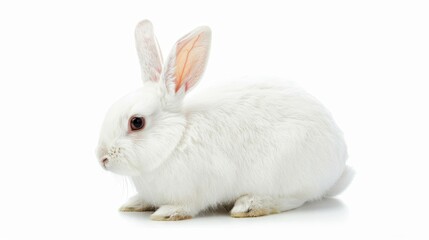 Obraz premium white rabbit. A peaceful and serene white rabbit, its pristine fur contrasted against a light background.