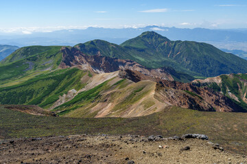 十勝岳山頂からの景色　富良野岳方面　百名山登山