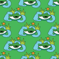 square seamless pattern -sinister eyes for Halloween.Devil eyes in 1970s psychedelic style.Groovy and funky print ornament.A look from a horror movie. Mystical esoteric eye.Witches,astrology and tarot