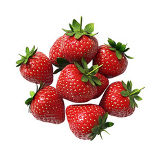 A handful of strawberries isolated on a transparent background