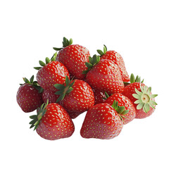 A handful of strawberries isolated on a transparent background