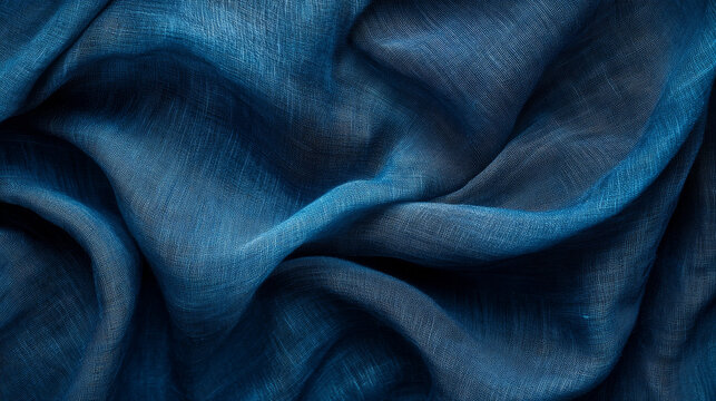 Blue fabric texture background, highlighting the fine details of a silk or linen pattern.

