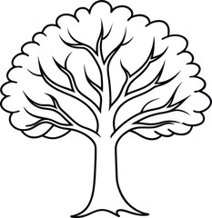 Tree  outline silhouette vector art illustration