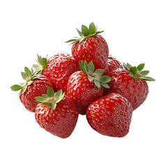 A handful of strawberries isolated on a transparent background