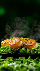 Sustainable scallops made from king oyster mushrooms in seaweed butter