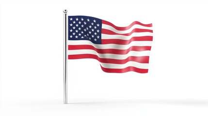 Obraz premium American flag waving in the wind on white