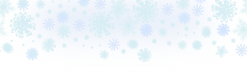 snowflakes seamless border, snowfall winter frame, christmas blue snow transparent background