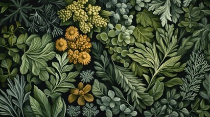 Fototapeta premium A Still Life of Delicate Green and Yellow Foliage