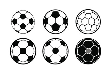 Set of  Soccer football balls silhouette collection, Football ball symbol, vector illustration on white background