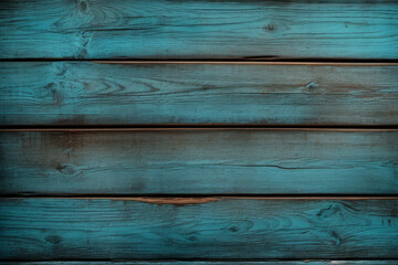 Obraz premium Processed collage of dark cyan blue wooden background texture. Background for banner