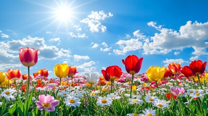Fototapeta premium view of a field of flowers landscape scenery