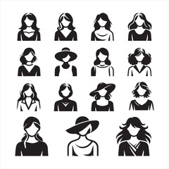 woman icons set