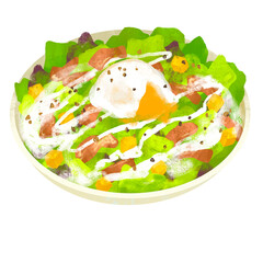 シーザーサラダ　サラダのイラスト