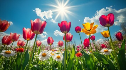 Obraz premium view of a field of flowers landscape scenery
