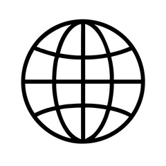 Fototapeta premium Globe wireframe icon in a minimalist design for geography and global concepts 