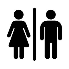 Restroom symbol icon for male and female facilities in a clear design
