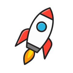 Fototapeta premium Rocket icon in a colorful design for adventure and space exploration concepts 