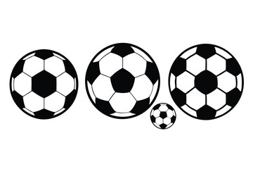 Set of  Soccer football balls silhouette collection, Football ball symbol, vector illustration on white background