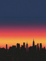 Obraz premium A city skyline is silhouetted against a beautiful sunset
